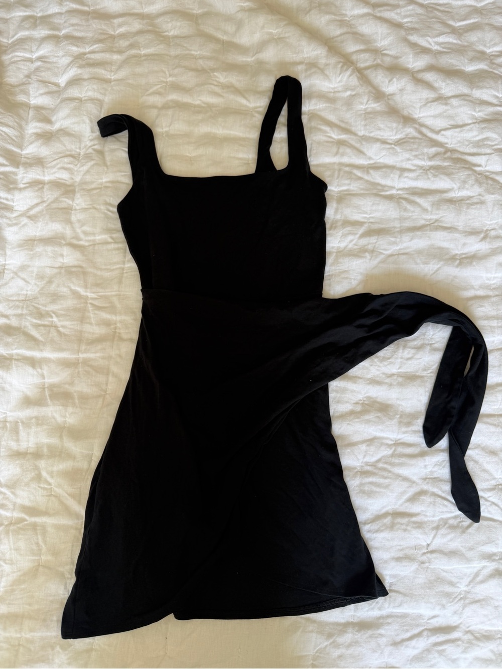 Wilfred Black Sleeveless Wrap Mini Dress with Side Tie